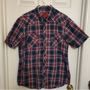 Attrak Jeans Western Heritage Shirt Size XL Button Down Plaid Short Sleeve